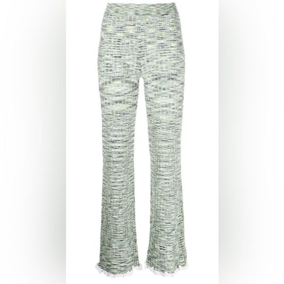 Jonathan Simkhai Wide leg Knit Pants Basil Space Dye with ruffles  NWT. Large - Picture 12 of 12
